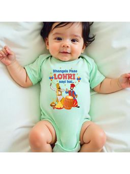 KNITROOT - Unisex Green Cotton Printed Onesie