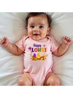 KNITROOT - Unisex Pink Cotton Printed Onesie