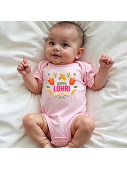 KNITROOT - Unisex Pink Cotton Printed Onesie