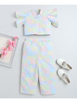 The Magic Wand - Girls Multi-Color Cotton Printed Top with Palazzo