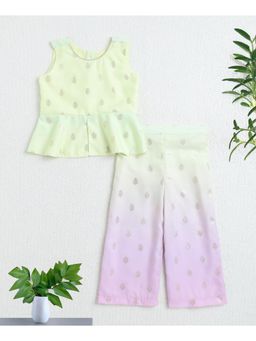 The Magic Wand - Girls Yellow Polyester Printed Top with Palazzo