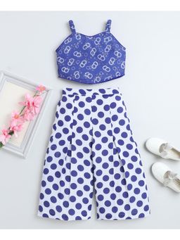 The Magic Wand - Girls Blue Polyester Printed Top with Palazzo