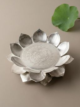 The Home Co - Silver Plated Lotus Singhasan with Lacquer Finish