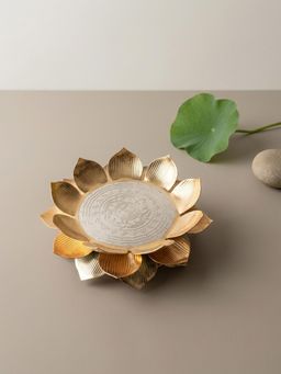 The Home Co - Gold & Silver Plated Lotus Singhasan with Lacquer Finish