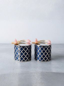 The Home Co - Silver Plated Lattice Glass Set of 2 with Velvet Gift Box