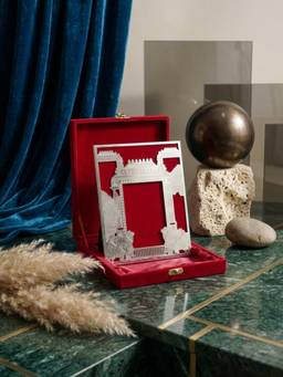 The Home Co - Silver Plated Pichwai Kamdhenu Cow Photo Frame with Velvet Gift Box