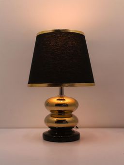 ELARE - Black & Gold Table Lamp with Fabric Shade for Bedroom