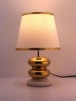 ELARE - Gold & White Table Lamp with Fabric Shade