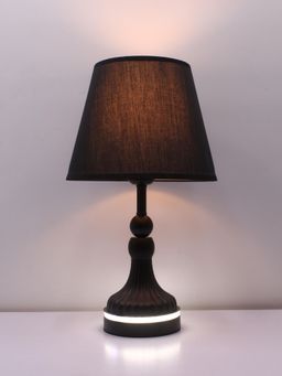 ELARE - Black Dual-Light Table Lamp with Fabric Shade & Glowing Base