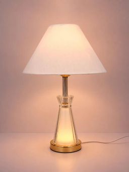 ELARE - Clear Crystal Dual-Light Table Lamp with Gold Base