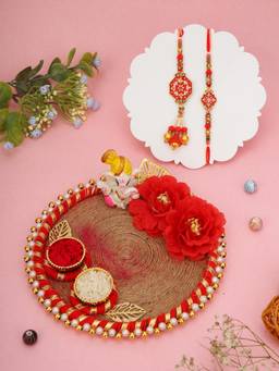 AAPNO RAJASTHAN - Handcrafted Thali with 2 Stone Studded Bhaiya Bhabhi Rakhis
