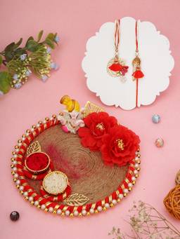 AAPNO RAJASTHAN - Beautifully Presented Thali with Beaded Lumba Rakhi