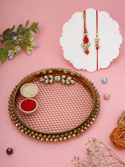AAPNO RAJASTHAN - Decorative Thali with Agnes Floral Diamond Bhaiya Bhabhi Rakhi