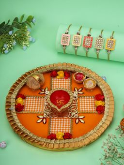AAPNO RAJASTHAN - Handcrafted Rakhi Thali with 2 Bhaiya Bhabhi Rakhis