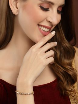 PANASH - Gold Plated AD Stone Studded Charm Bracelet