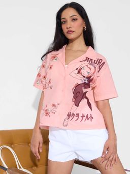 The Souled Store - Official Naruto: Sakura Women Pink Holiday Shirt