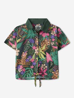 The Souled Store - Originals: Rainforest Girls Cotton Green Shirt