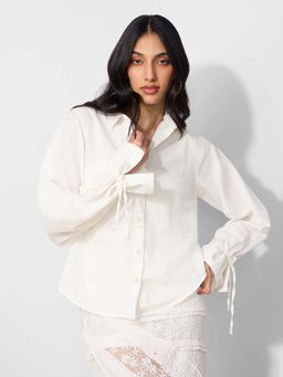The Souled Store - Originals Cotton Linen: Ivory Women Shirt