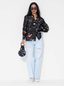 The Souled Store - Official Popeye: Scribbles Women Black Shirt