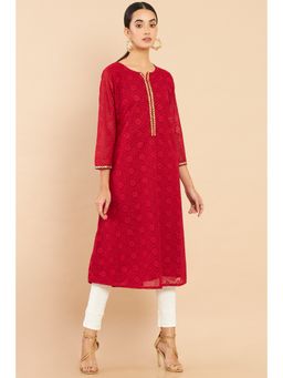 Soch - Women Red Embroidered Kurta