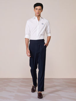 S&N by Shantnu Nikhil - Mens' White Rayon Blend Plain Slim Fit Shirt