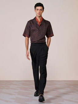 S&N by Shantnu Nikhil - Men's Black Silk Printed Slim Fit Shirt