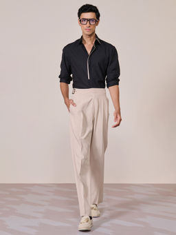 S&N by Shantnu Nikhil - Men's Black Rayon Blend Plain Slim Fit Shirt