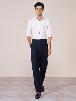 S&N by Shantnu Nikhil - Men's White Rayon Blend Plain Slim Fit Shirt