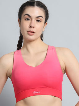 Athlisis - Pink Gradient Women Lightly Padded Ombre Dry-Fit Workout Bra