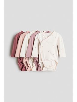 H&M - Unisex Pink 5-Pack Wrapover Bodysuits