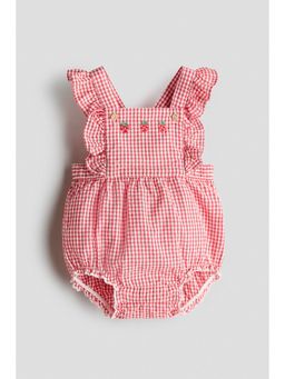 H&M - Girls Red Cotton Dungaree Shorts