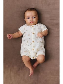 H&M - Unisex White Cotton Muslin Romper Suit