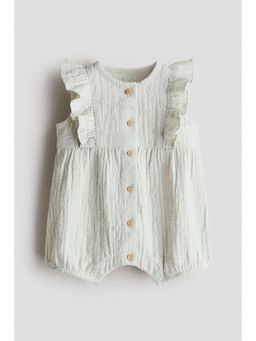 H&M - Girls Green Cotton Muslin Romper Suit