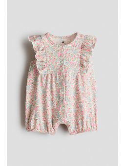 H&M - Girls Pink Frill-Detail Cotton Romper Suit