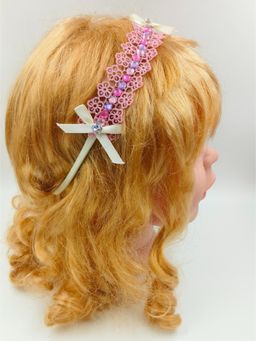 Choko - Babies Tulle Stretchable Headbands - Lace & Ribbon - Pink