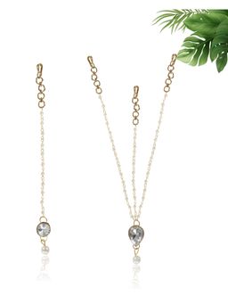 FUNKRAFTS - Kundan Pearl Beaded Maangtika - Golden