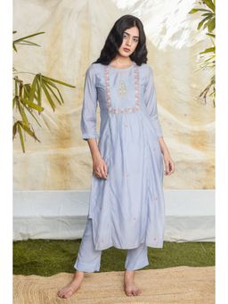 Tatwa Designs - Midnight Blue Cyprus Kurta (Set of 3)