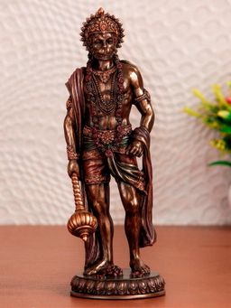 eCraftIndia - Standing Lord Hanuman Idol with Mace Cold Cast Bronze Resin Decorative Figurine