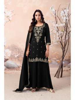 Vedant Vastram - Women'S Modal Embroidered Black Kurta and Palazzo with Dupatta