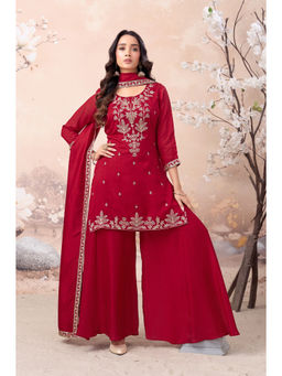 Vedant Vastram - Women'S Modal Embroidered Pink Kurta and Palazzo with Dupatta