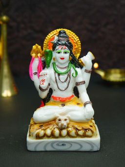 Ekhasa - Hand Painted Lord Shiva Idol (5 inch) Marble Dust Shiva Statue for Pooja