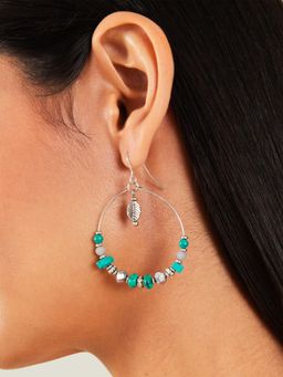 Accessorize London - Women Leaf Drop Beaded Hoop Earrings