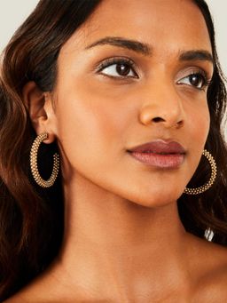 Accessorize London - Women Gold Bobble Hoop Earrings