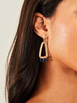Accessorize London - Women Blue Triple Bead Oval Drop Earrings