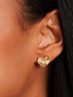 Accessorize London - Women Gold Textured Heart Stud Earrings