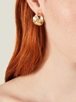 Accessorize London - Women Gold Leaf Hoop Earrings