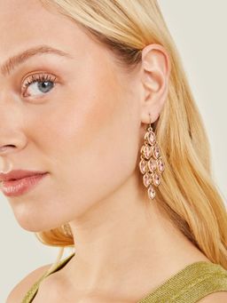 Accessorize London - Women Pink Gemstone Drop Earrings
