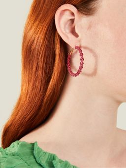 Accessorize London - Women Pink Twist Thread Hoop Earrings