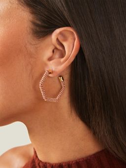 Accessorize London - Women Pink Hexagon Hoop Earrings