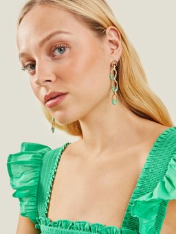 Accessorize London - Women Mint Wrapped Link Earrings